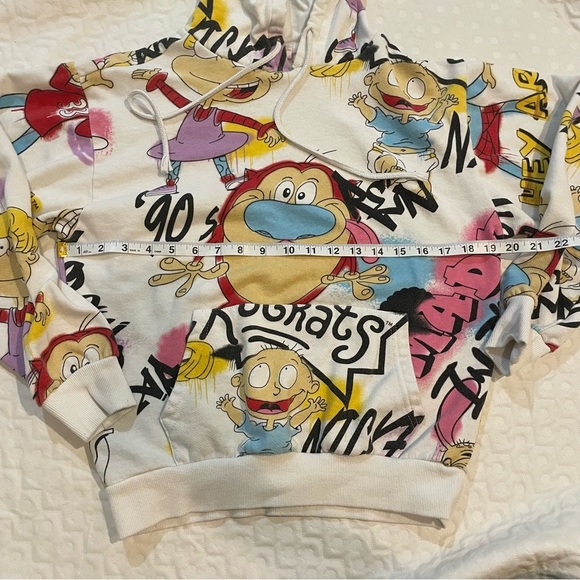 Vintage “Made in the 90’s” Nickelodeon Graffiti Print Rugrats Hoodie Small Men’s - Picture 3 of 6
